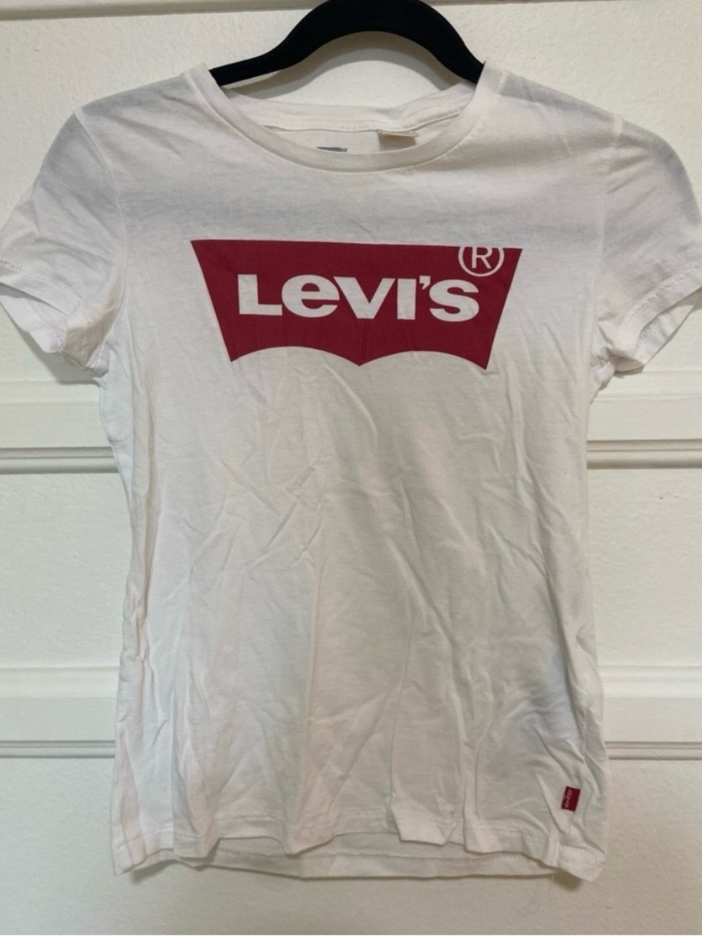 Levi's White Tee with Light Blue Logo